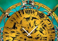 Tischuhr 30cmx30cm inkl. Alu-Ständer -mystisches Design Ägypten Hieroglyphen  geräuschloses Quarzuhrwerk -Wanduhr-Standuhr TU4244 DIXTIME