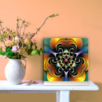Tischuhr 30cmx30cm inkl. Alu-Ständer -edles Design Kaleidoskop grün orange  geräuschloses Quarzuhrwerk -Wanduhr-Standuhr TU4257 DIXTIME