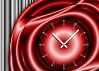 Tischuhr 30cmx30cm inkl. Alu-Ständer -edles Design silbergrau rot  geräuschloses Quarzuhrwerk -Wanduhr-Standuhr TU4273 DIXTIME