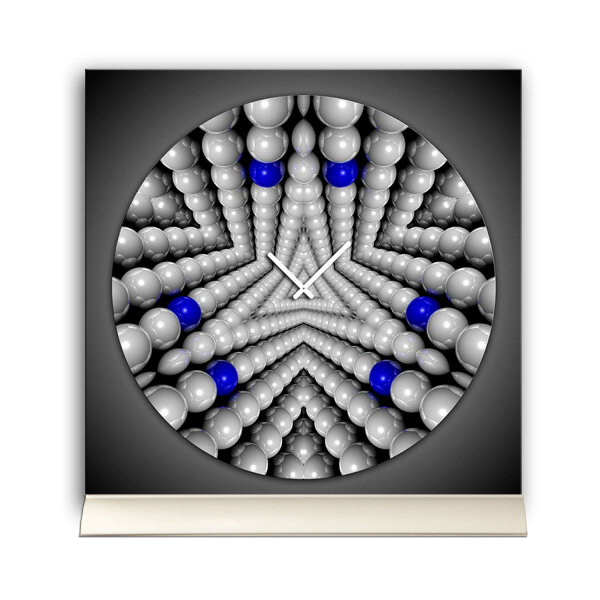 Tischuhr 30cmx30cm inkl. Alu-Ständer -abstraktes Design Space Bubbles  geräuschloses Quarzuhrwerk -Wanduhr-Standuhr TU4278 DIXTIME