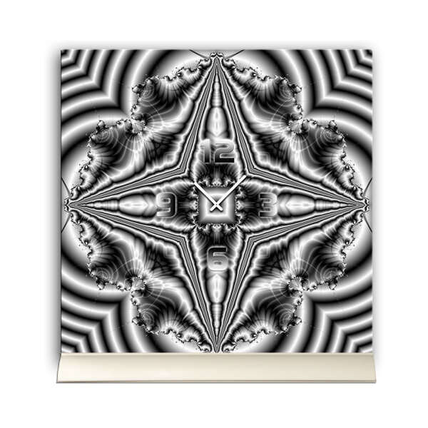 Tischuhr 30cmx30cm inkl. Alu-Ständer -modernes Design Kaleidoskop grau  geräuschloses Quarzuhrwerk -Wanduhr-Standuhr TU4308 DIXTIME