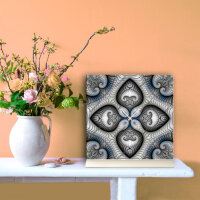 Tischuhr 30cmx30cm inkl. Alu-Ständer -modernes Design Kaleidoskop grau blau  geräuschloses Quarzuhrwerk -Wanduhr-Standuhr TU4309 DIXTIME