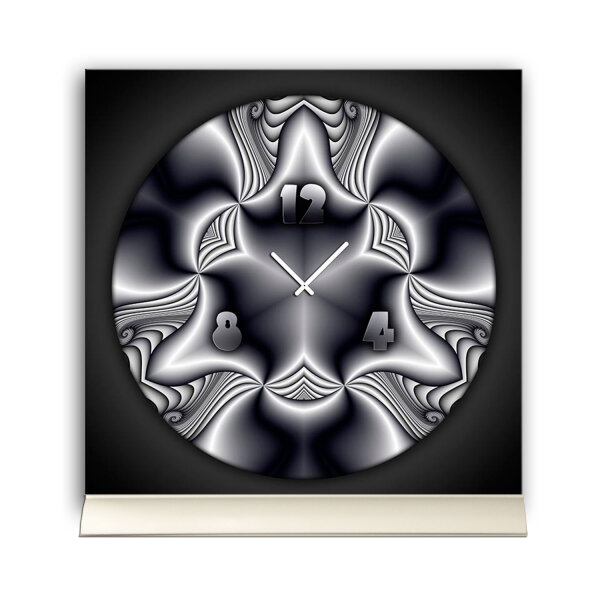 Tischuhr 30cmx30cm inkl. Alu-Ständer -abstraktes Design silbergrau  geräuschloses Quarzuhrwerk -Wanduhr-Standuhr TU4310 DIXTIME