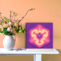 Tischuhr 30cmx30cm inkl. Alu-Ständer -abstraktes Design lila pink  geräuschloses Quarzuhrwerk -Wanduhr-Standuhr TU4311 DIXTIME
