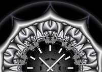 Tischuhr 30cmx30cm inkl. Alu-Ständer -mystisches Design schwarz silbergrau  geräuschloses Quarzuhrwerk -Wanduhr-Standuhr TU4314 DIXTIME