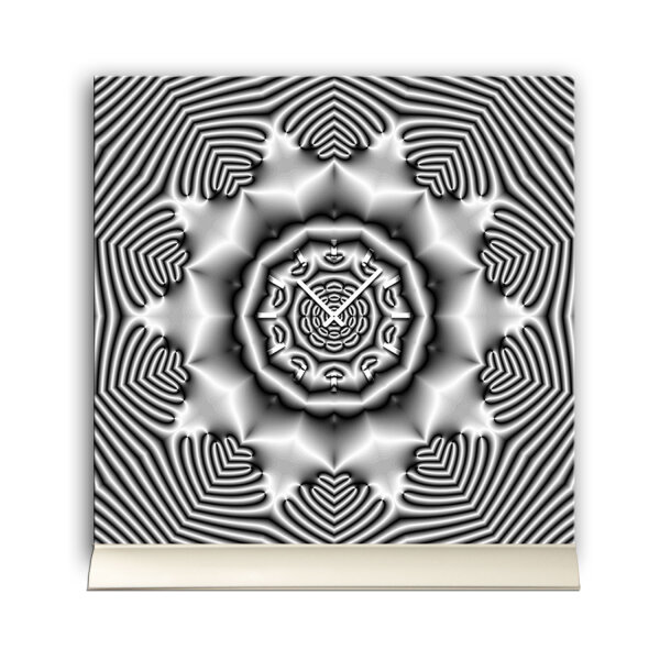 Tischuhr 30cmx30cm inkl. Alu-Ständer -modernes Design Kaleidoskop silbergrau  geräuschloses Quarzuhrwerk -Wanduhr-Standuhr TU4412 DIXTIME