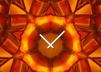 Tischuhr 30cmx30cm inkl. Alu-Ständer -modernes Design Kaleidoskop rot orange  geräuschloses Quarzuhrwerk -Wanduhr-Standuhr TU4415 DIXTIME