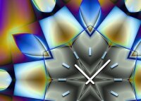 Tischuhr 30cmx30cm inkl. Alu-Ständer -modernes Design Kaleidoskop bunt  geräuschloses Quarzuhrwerk -Wanduhr-Standuhr TU4416 DIXTIME