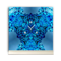 Tischuhr 30cmx30cm inkl. Alu-Ständer -modernes Design Kaleidoskop blau  geräuschloses Quarzuhrwerk -Wanduhr-Standuhr TU4419 DIXTIME