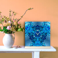 Tischuhr 30cmx30cm inkl. Alu-Ständer -modernes Design Kaleidoskop blau  geräuschloses Quarzuhrwerk -Wanduhr-Standuhr TU4419 DIXTIME