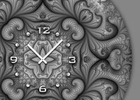 Tischuhr 30cmx30cm inkl. Alu-Ständer -modernes Design Fraktal Muster grau  geräuschloses Quarzuhrwerk -Wanduhr-Standuhr TU4422 DIXTIME