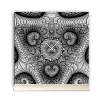 Tischuhr 30cmx30cm inkl. Alu-Ständer -abstraktes Design Fraktal Muster grau  geräuschloses Quarzuhrwerk -Wanduhr-Standuhr TU4424 DIXTIME