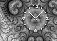 Tischuhr 30cmx30cm inkl. Alu-Ständer -abstraktes Design Fraktal Muster grau  geräuschloses Quarzuhrwerk -Wanduhr-Standuhr TU4424 DIXTIME