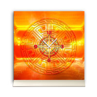 Tischuhr 30cmx30cm inkl. Alu-Ständer -mystisches Design orange  geräuschloses Quarzuhrwerk -Wanduhr-Standuhr TU4450 DIXTIME