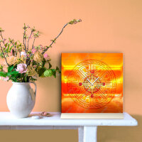 Tischuhr 30cmx30cm inkl. Alu-Ständer -mystisches Design orange  geräuschloses Quarzuhrwerk -Wanduhr-Standuhr TU4450 DIXTIME