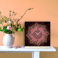 Tischuhr 30cmx30cm inkl. Alu-Ständer -Art déco Design Jugendstil bordeaux  geräuschloses Quarzuhrwerk -Wanduhr-Standuhr TU4455 DIXTIME