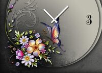 Tischuhr 30cmx30cm inkl. Alu-Ständer -Art déco Design Jugendstil schwarz  geräuschloses Quarzuhrwerk -Wanduhr-Standuhr TU4458 DIXTIME