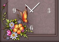 Tischuhr 30cmx30cm inkl. Alu-Ständer -Art déco Design Jugendstil mauve  geräuschloses Quarzuhrwerk -Wanduhr-Standuhr TU4459 DIXTIME