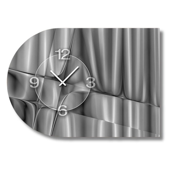6133 Dixtime Designer Wanduhr, Moderne Wohnraumuhr halbrund 50x70cm
