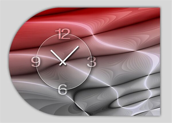 6135 Dixtime Designer Wanduhr, Moderne Wohnraumuhr halbrund 50x70cm