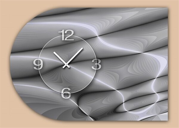 6136 Dixtime Designer Wanduhr, Moderne Wohnraumuhr halbrund 50x70cm