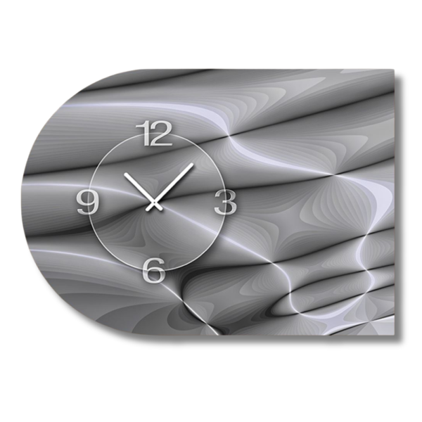 6136 Dixtime Designer Wanduhr, Moderne Wohnraumuhr halbrund 50x70cm