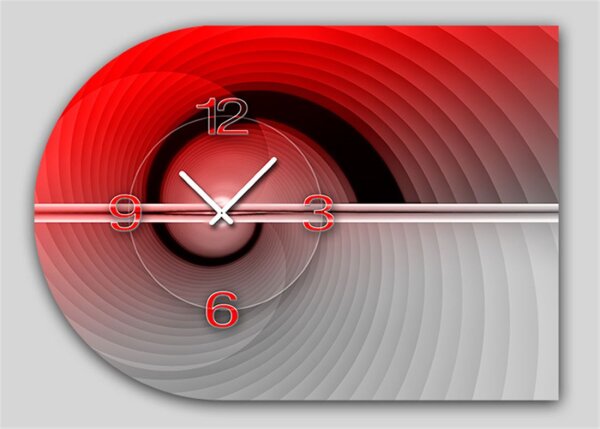 6138 Dixtime Designer Wanduhr, Moderne Wohnraumuhr halbrund 50x70cm