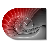 6139 Dixtime Designer Wanduhr, Moderne Wohnraumuhr halbrund 50x70cm