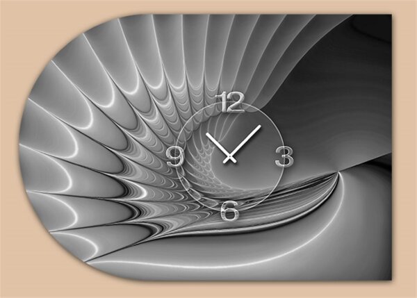 6140 Dixtime Designer Wanduhr, Moderne Wohnraumuhr halbrund 50x70cm