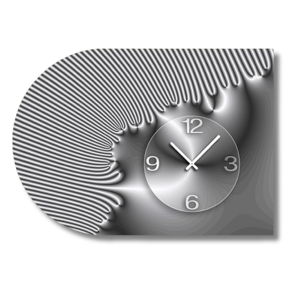 6141 Dixtime Designer Wanduhr, Moderne Wohnraumuhr halbrund 50x70cm