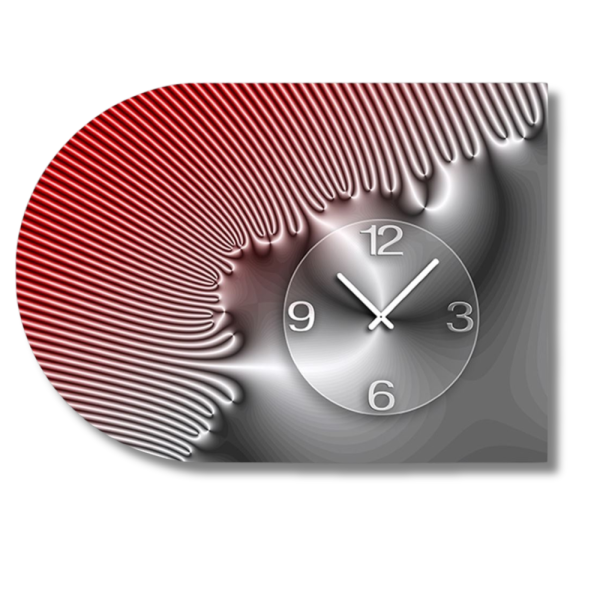 6142 Dixtime Designer Wanduhr, Moderne Wohnraumuhr halbrund 50x70cm
