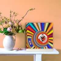 Tischuhr 30cmx30cm inkl. Alu-Ständer -modernes Retro...