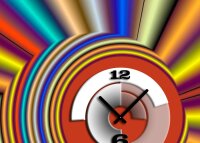 Tischuhr 30cmx30cm inkl. Alu-Ständer -modernes Retro Design bunt  geräuschloses Quarzuhrwerk -Wanduhr-Standuhr TU5000 DIXTIME