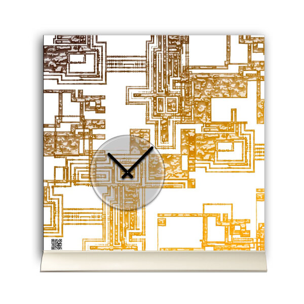 Tischuhr 30cmx30cm inkl. Alu-Ständer -edles Design weiß gold geräuschloses Quarzuhrwerk -Wanduhr-Standuhr TU5008 DIXTIME