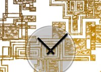 Tischuhr 30cmx30cm inkl. Alu-Ständer -edles Design weiß gold geräuschloses Quarzuhrwerk -Wanduhr-Standuhr TU5008 DIXTIME