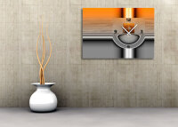 6100 "ORANGE HALF" Dixtime Designer Wanduhr, Wanduhren, stilvolle Luxusuhr, orange silber