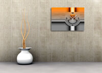 6100 "ORANGE HALF" Dixtime Designer Wanduhr, Wanduhren, stilvolle Luxusuhr, orange silber