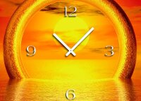 Tischuhr 30cmx30cm inkl. Alu-Ständer Sonnenuntergang  geräuschloses Quarzuhrwerk -Wanduhr-Standuhr TU5017 DIXTIME