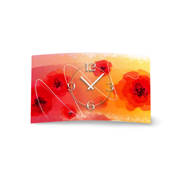 Abstrakt rote Rosen Designer Wanduhr modernes Wanduhren Design leise kein ticken dixtime 3D-0139