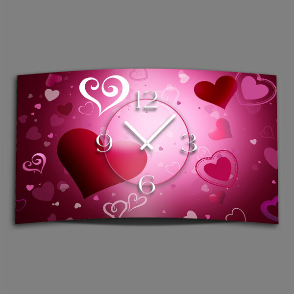 Herzen Love Designer Wanduhr modernes Wanduhren Design leise kein ticken dixtime 3D-0105
