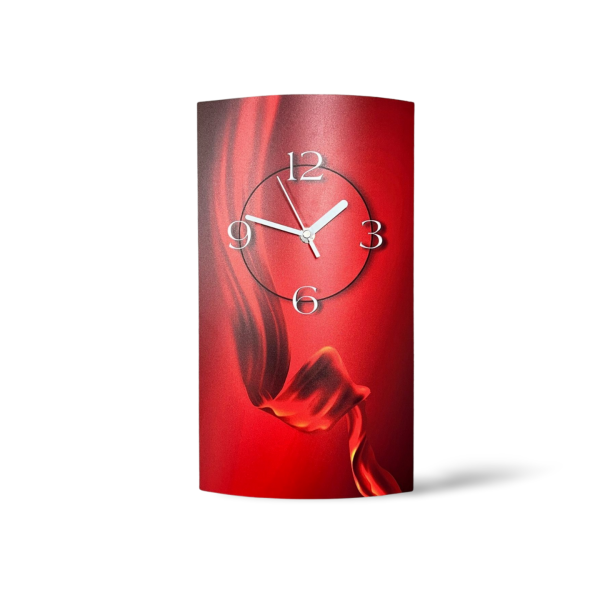 Abstrakt Seide rot hochkant Designer Wanduhr modernes Wanduhren Design leise kein ticken dixtime 3D-0079