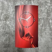 Abstrakt Seide rot hochkant Designer Wanduhr modernes...