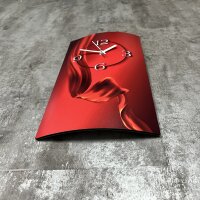 Abstrakt Seide rot hochkant Designer Wanduhr modernes Wanduhren Design leise kein ticken dixtime 3D-0079