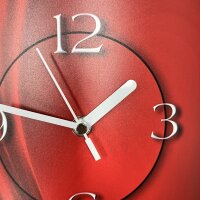 Abstrakt Seide rot hochkant Designer Wanduhr modernes Wanduhren Design leise kein ticken dixtime 3D-0079