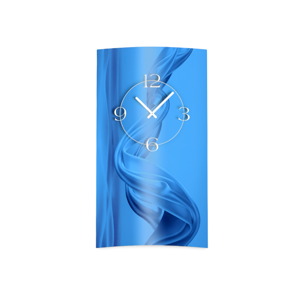 Abstrakt Seide blau hochkant Designer Wanduhr modernes Wanduhren Design leise kein ticken dixtime 3D-0077