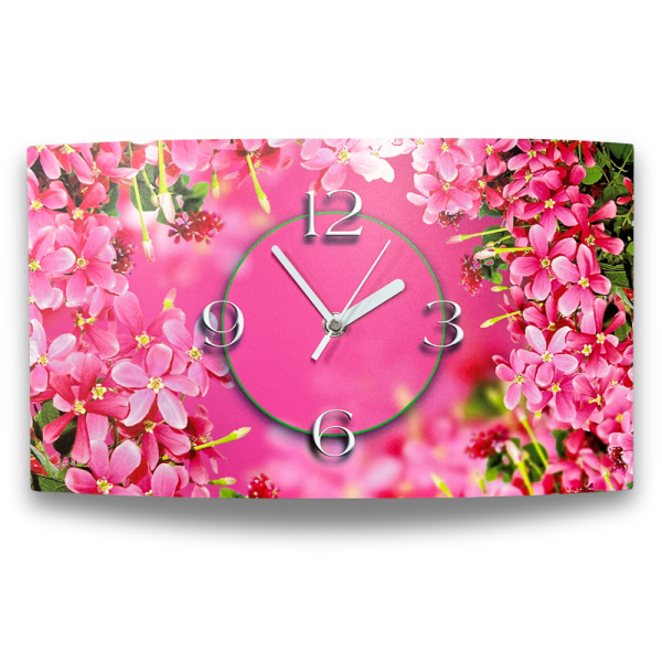 pinke Blumen Designer Wanduhr modernes Wanduhren Design leise kein ticken dixtime 3D-0074