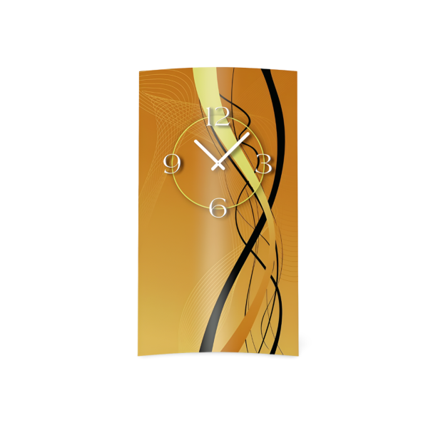 Abstrakt schwarz braun hochkant Designer Wanduhr modernes Wanduhren Design leise kein ticken dixtime 3D-0066