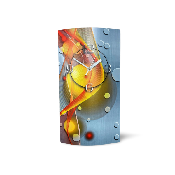 Abstrakt gelb orange hochkant Designer Wanduhr modernes Wanduhren Design leise kein ticken dixtime 3D-0049