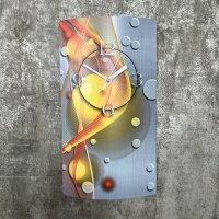 Abstrakt gelb orange hochkant Designer Wanduhr modernes...