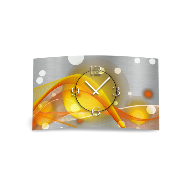 Abstrakt gelb orange Designer Wanduhr modernes Wanduhren Design leise kein ticken dixtime 3D-0048